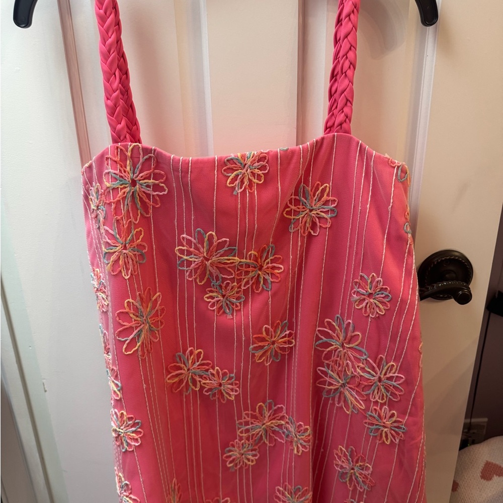 Pink Floral Embroidered Dress